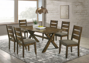 Juego de mesa de comedor rectangular Alston de 7 piezas, color nuez moscada nudosa
