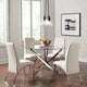 Juego de comedor Beckham de 5 piezas con tapa de vidrio redonda, cromado y blanco