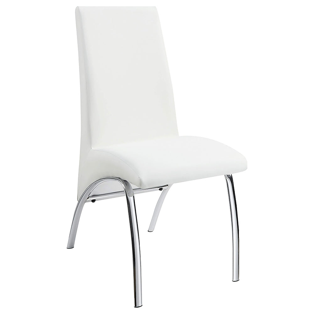 Juego de comedor Beckham de 5 piezas con tapa de vidrio redonda, cromado y blanco
