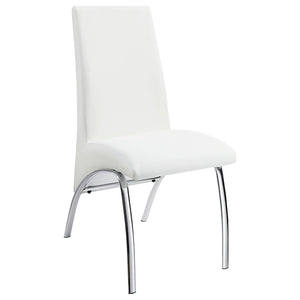 Juego de comedor Beckham de 5 piezas con tapa de vidrio redonda, cromado y blanco