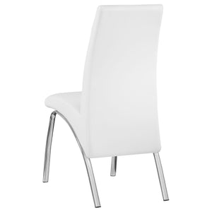 Juego de comedor Beckham de 5 piezas con tapa de vidrio redonda, cromado y blanco