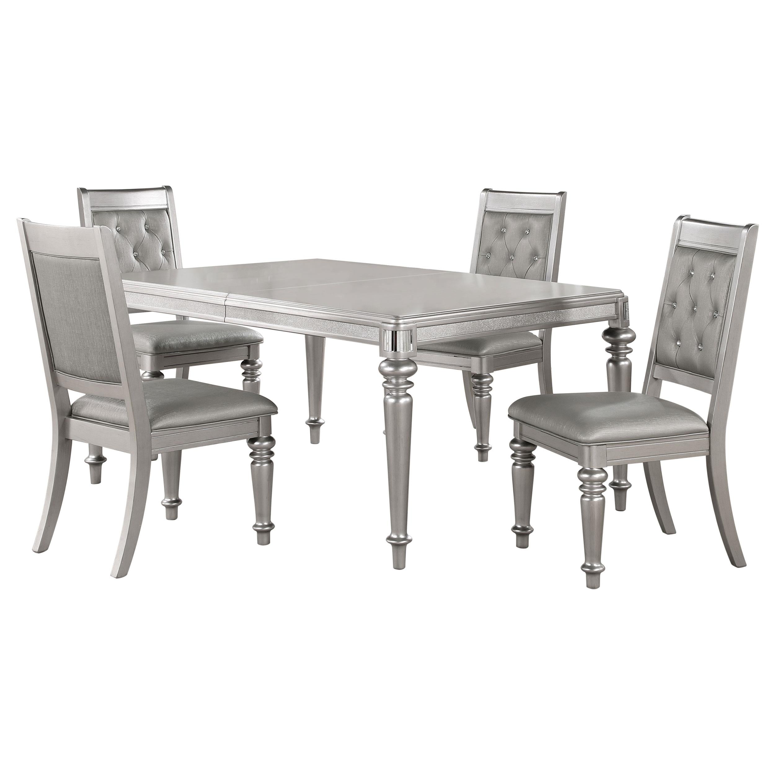 Bling Game 5-piece Rectangular Dining Set Metallic Platinum