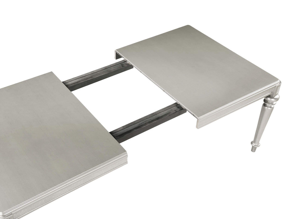 Juego de comedor rectangular de 5 piezas Bling Game, color platino metálico