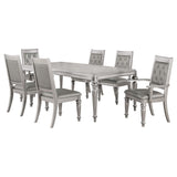 Juego de comedor rectangular Bling Game de 7 piezas, color platino metálico