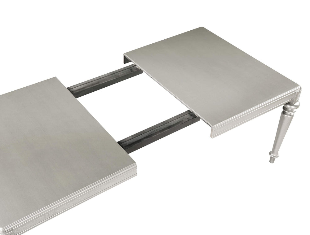 Juego de comedor rectangular Bling Game de 7 piezas, color platino metálico