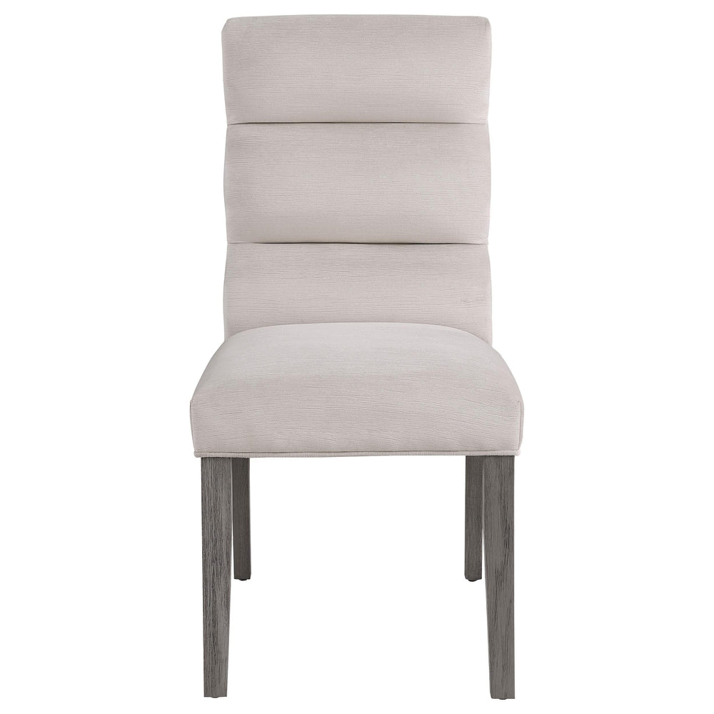 Silla de comedor tapizada en terciopelo Carla color piedra (juego de 2)