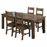 Juego de comedor rectangular Coleman de 5 piezas, marrón dorado rústico