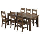 Juego de comedor rectangular Coleman de 7 piezas, marrón dorado rústico