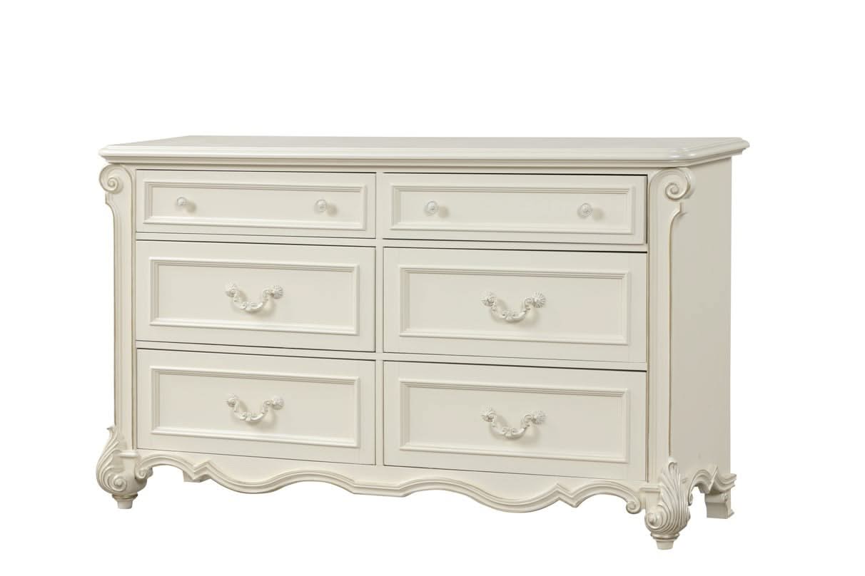 Juego de dormitorio blanco MELROSE de 5 piezas de madera auténtica