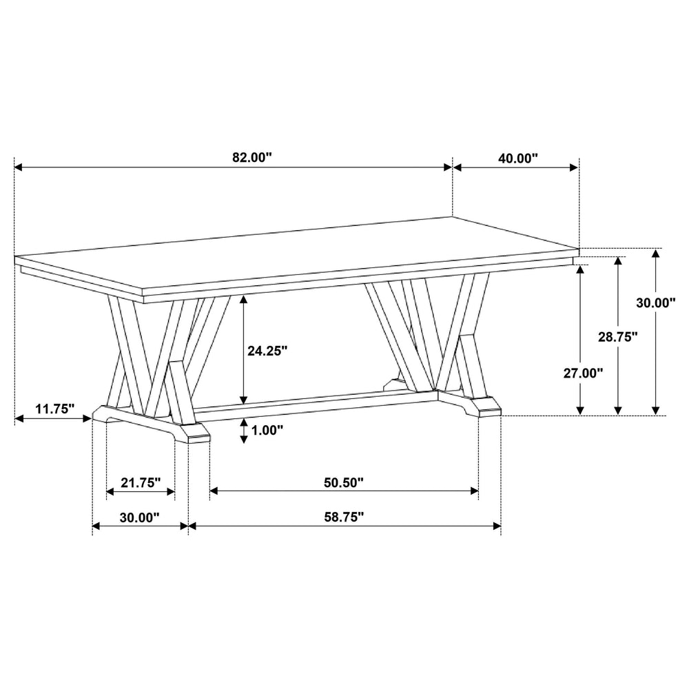 Mesa de comedor rectangular Cornelia de 82 pulgadas, gris costero