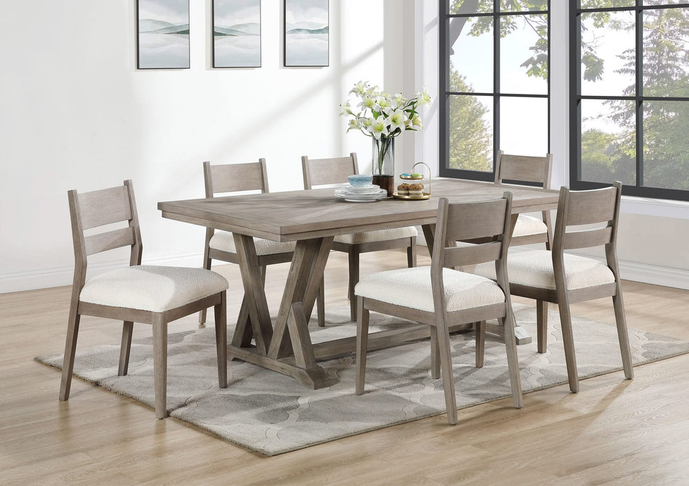 Mesa de comedor rectangular Cornelia de 82 pulgadas, gris costero