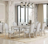 Juego de comedor Evangeline de 9 piezas con hojas extensibles en roble plateado