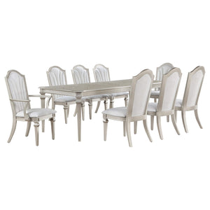 Juego de comedor Evangeline de 9 piezas con hojas extensibles en roble plateado