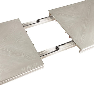 Juego de comedor Evangeline de 9 piezas con hojas extensibles en roble plateado