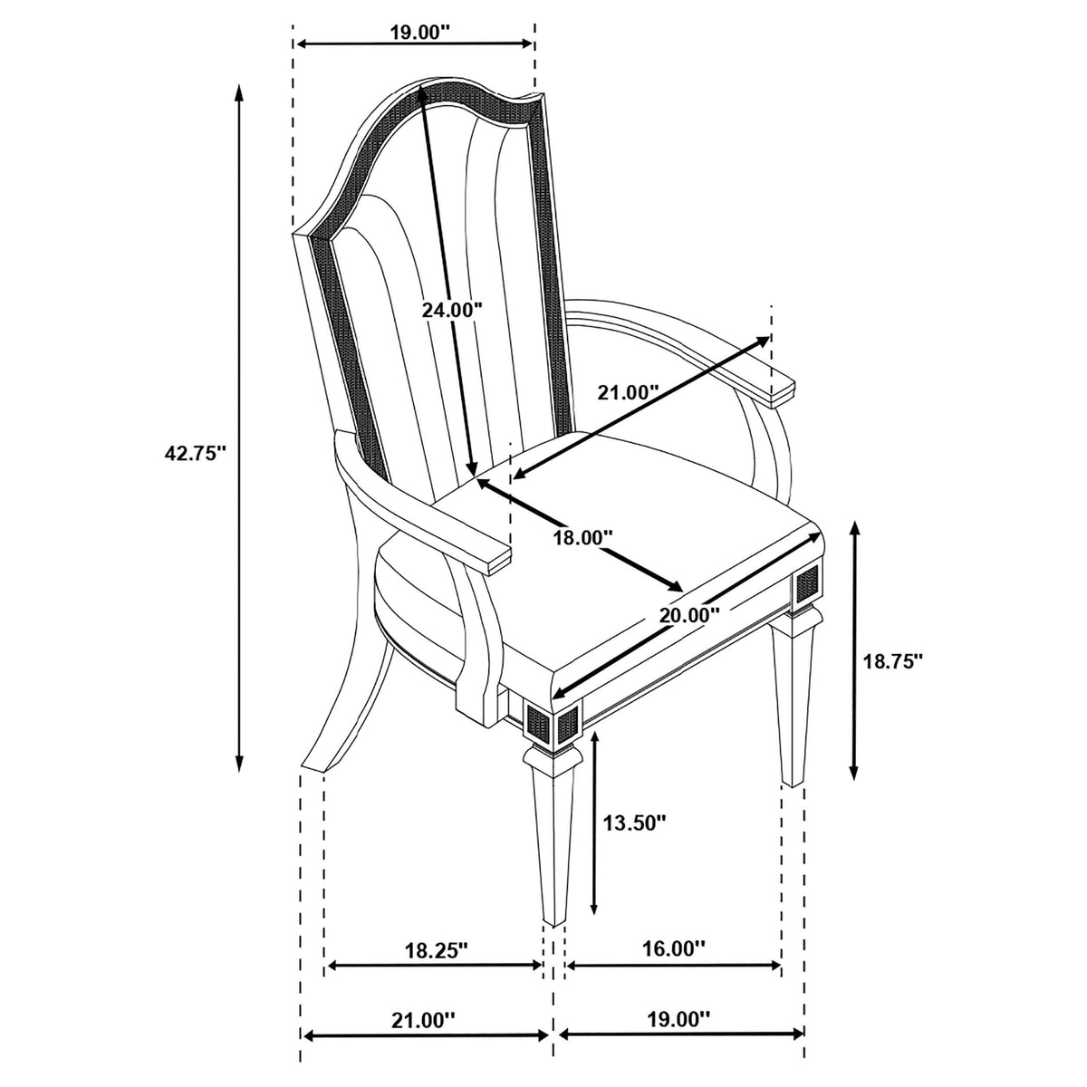 Silla de comedor Evangeline Wood con brazos en roble plateado (juego de 2)