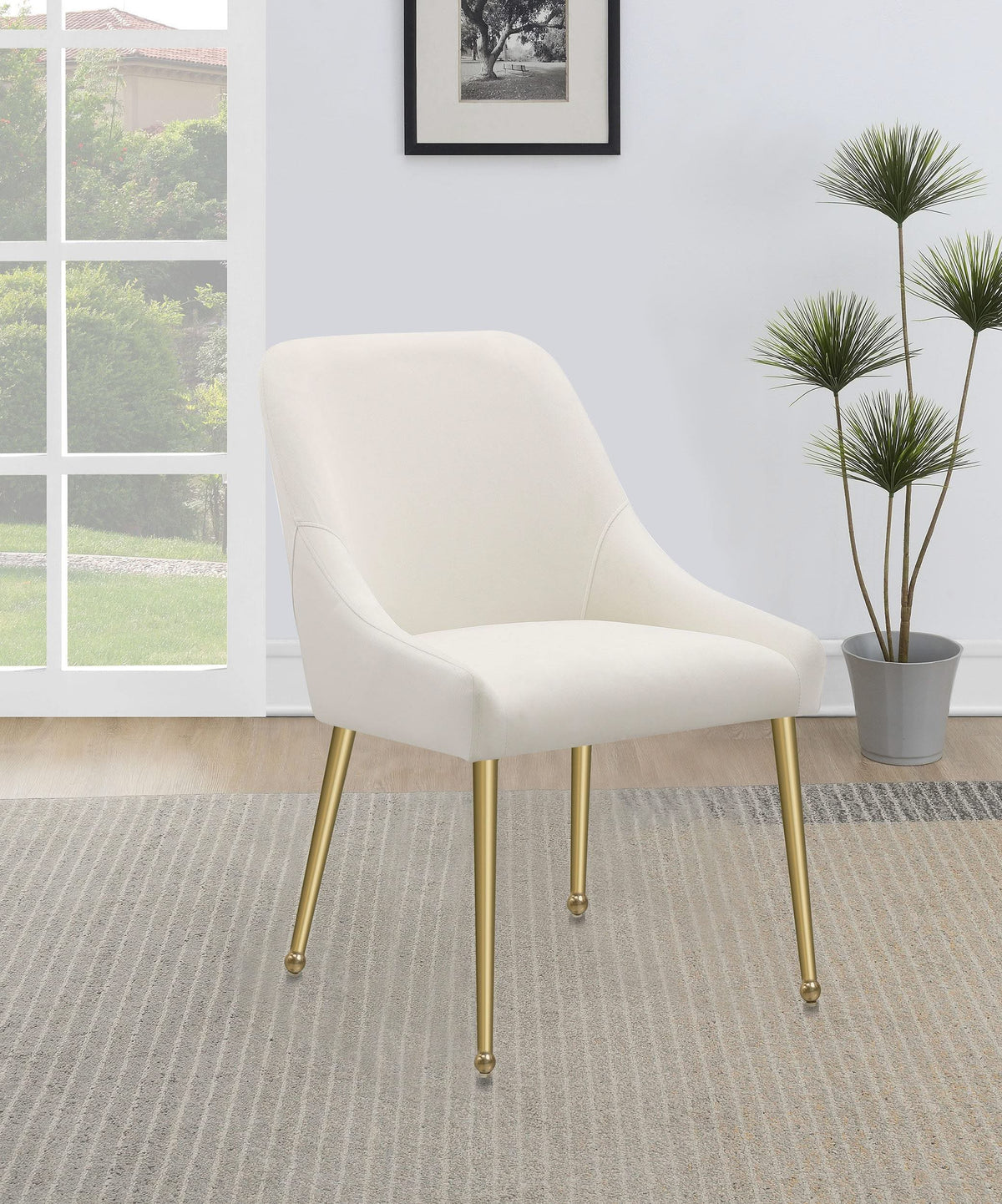 Silla de comedor tapizada Mayette color marfil (juego de 2)