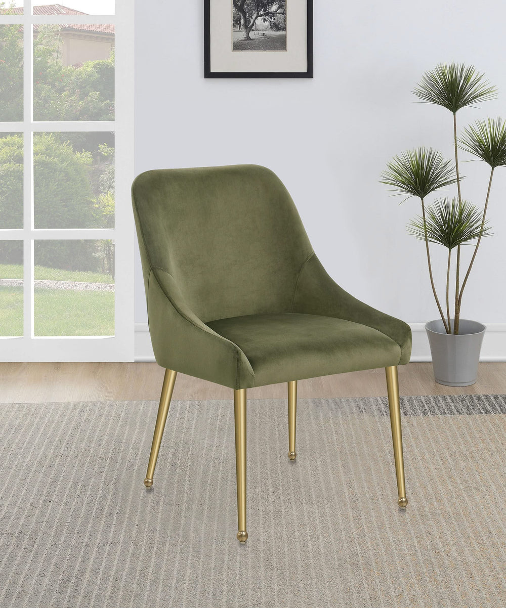 Silla de comedor tapizada Mayette color oliva (juego de 2)