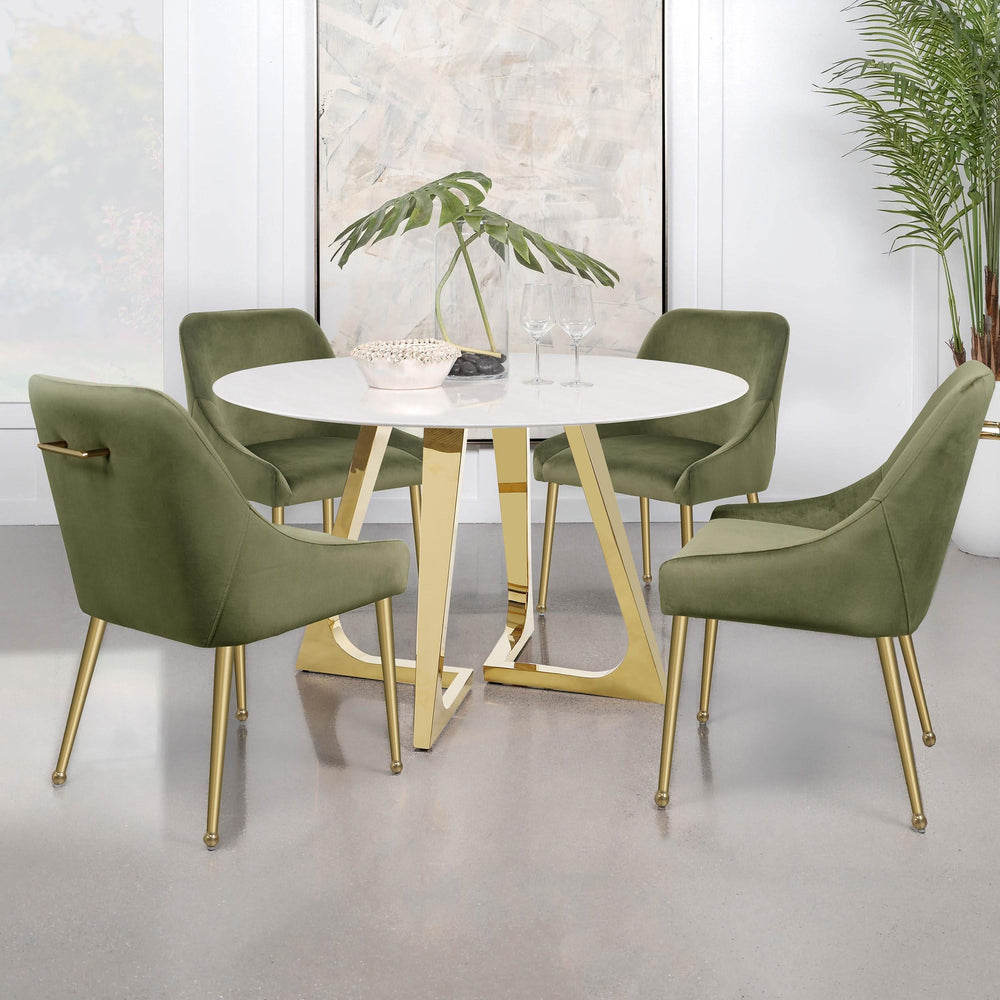 Silla de comedor tapizada Mayette color oliva (juego de 2)