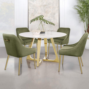 Silla de comedor tapizada Mayette color oliva (juego de 2)