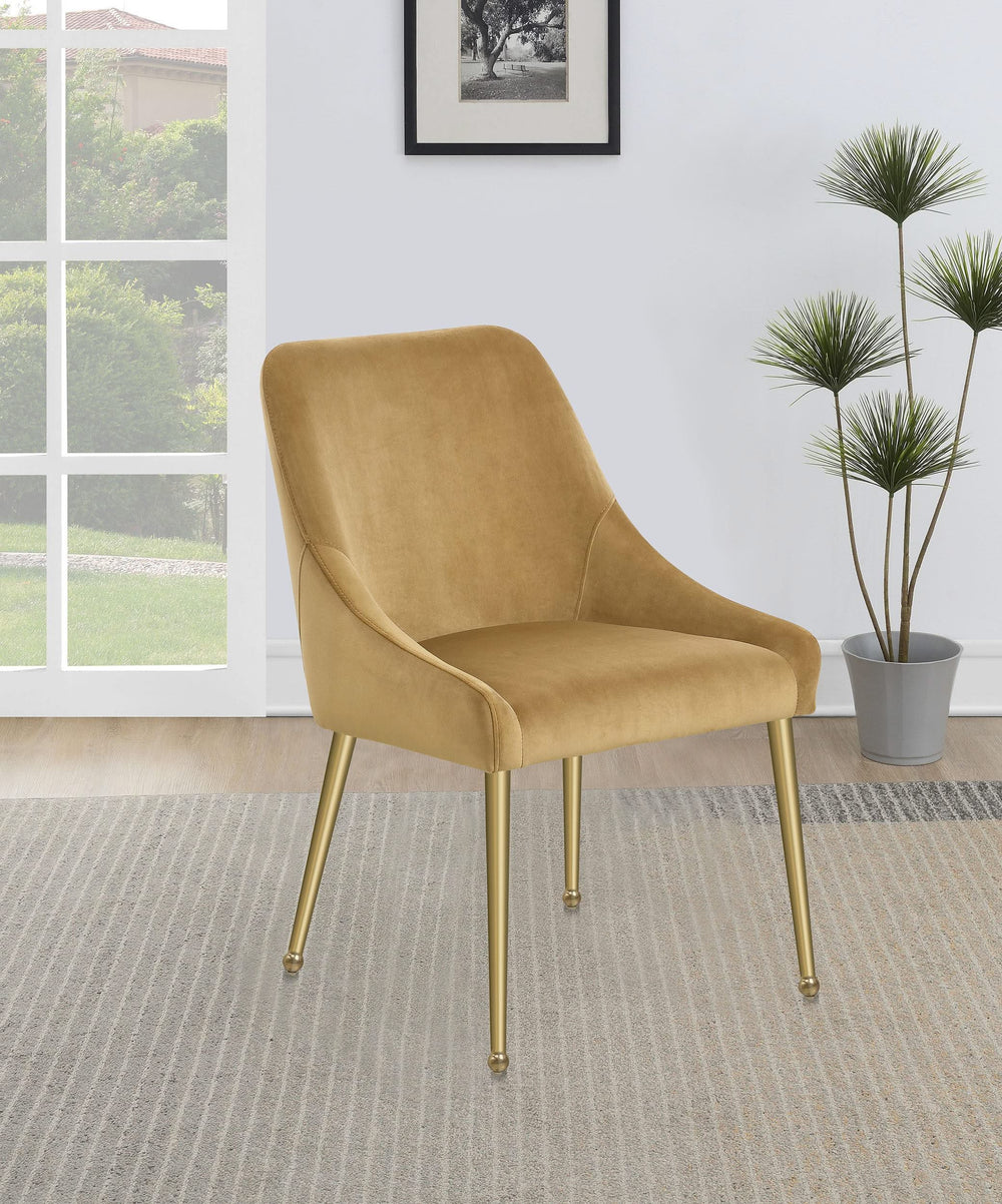 Silla de comedor tapizada Mayette color coñac (juego de 2)