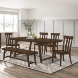 Juego de mesa de comedor rectangular Reynolds de 6 piezas en roble marrón