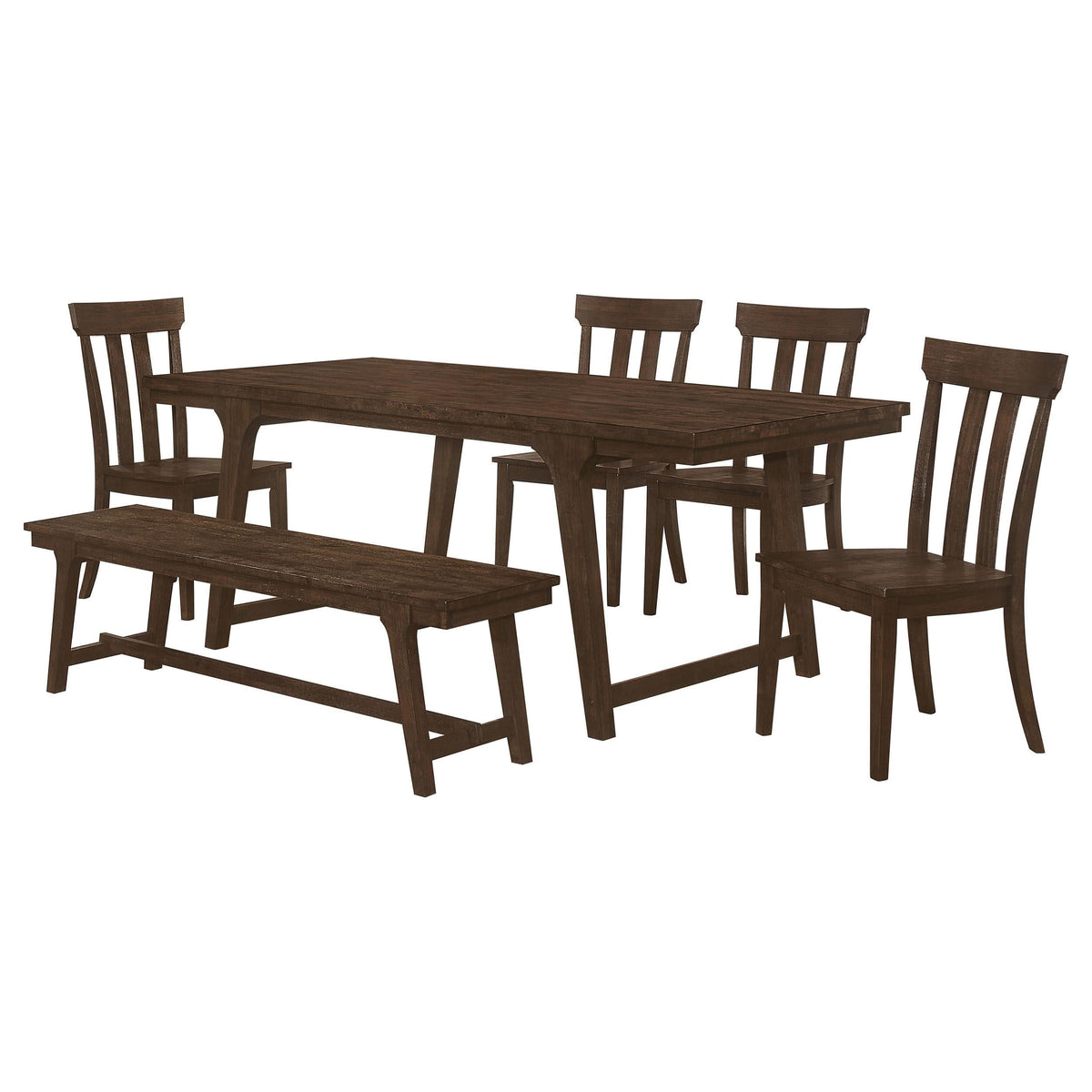 Juego de mesa de comedor rectangular Reynolds de 6 piezas en roble marrón