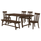 Juego de mesa de comedor rectangular Reynolds de 6 piezas en roble marrón