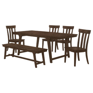 Juego de mesa de comedor rectangular Reynolds de 6 piezas en roble marrón