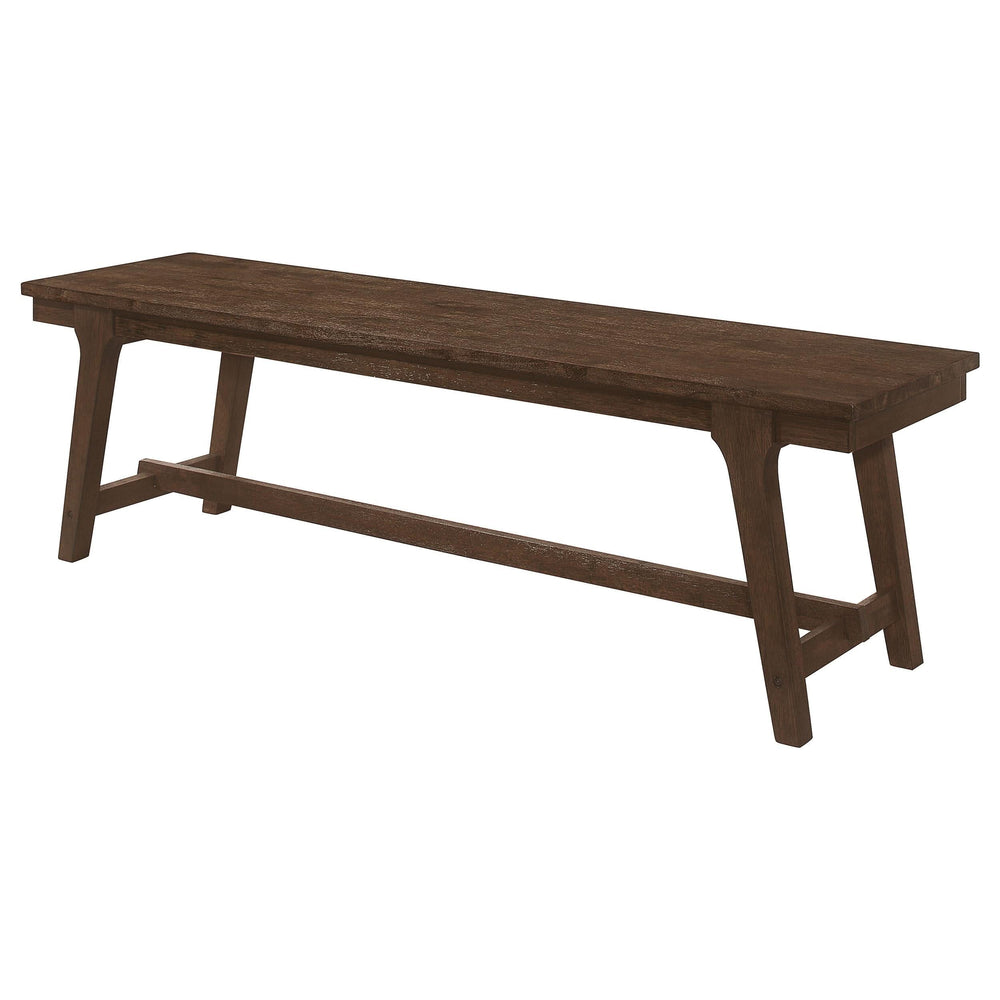 Banco de comedor con base de caballete Reynolds Wood de roble marrón