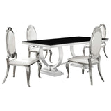 Juego de comedor Antoine de 5 piezas con tapa de vidrio rectangular, cromado