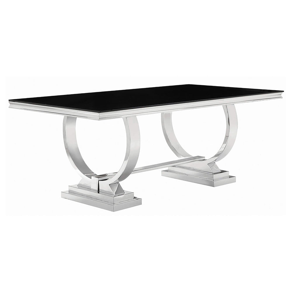 Juego de comedor Antoine de 5 piezas con tapa de vidrio rectangular, cromado