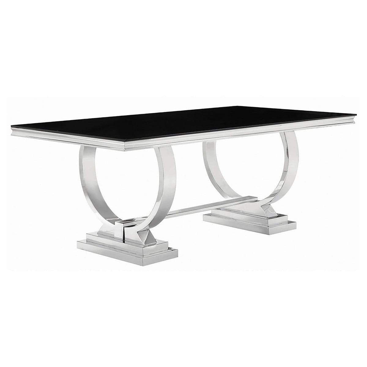 Juego de comedor Antoine de 5 piezas con tapa de vidrio rectangular, cromado