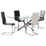 Juego de comedor Carmelo de 5 piezas con tapa de vidrio rectangular, cromado