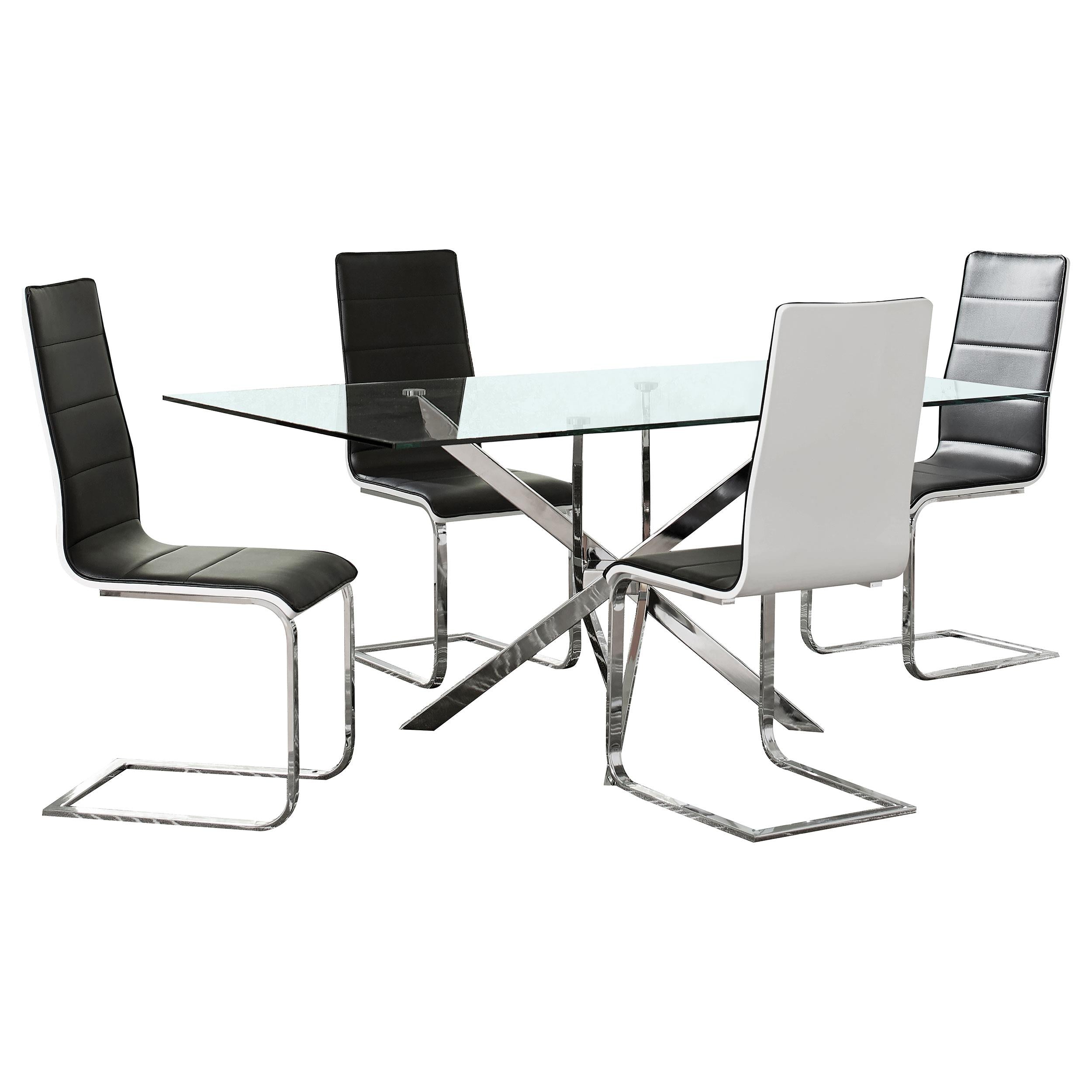 Carmelo 5-piece Rectangular Glass Top Dining Set Chrome