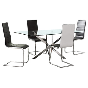 Juego de comedor Carmelo de 5 piezas con tapa de vidrio rectangular, cromado