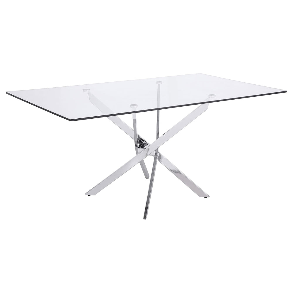 Juego de comedor Carmelo de 5 piezas con tapa de vidrio rectangular, cromado