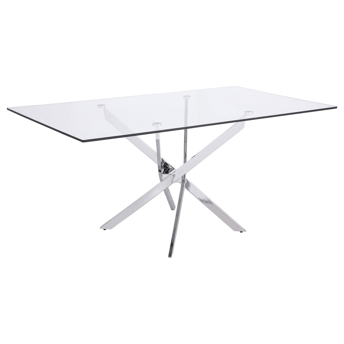 Juego de comedor Carmelo de 5 piezas con tapa de vidrio rectangular, cromado