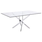 Juego de comedor Carmelo de 5 piezas con tapa de vidrio rectangular, cromado