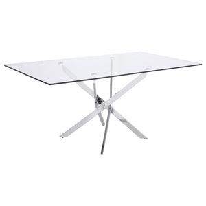 Juego de comedor Carmelo de 5 piezas con tapa de vidrio rectangular, cromado