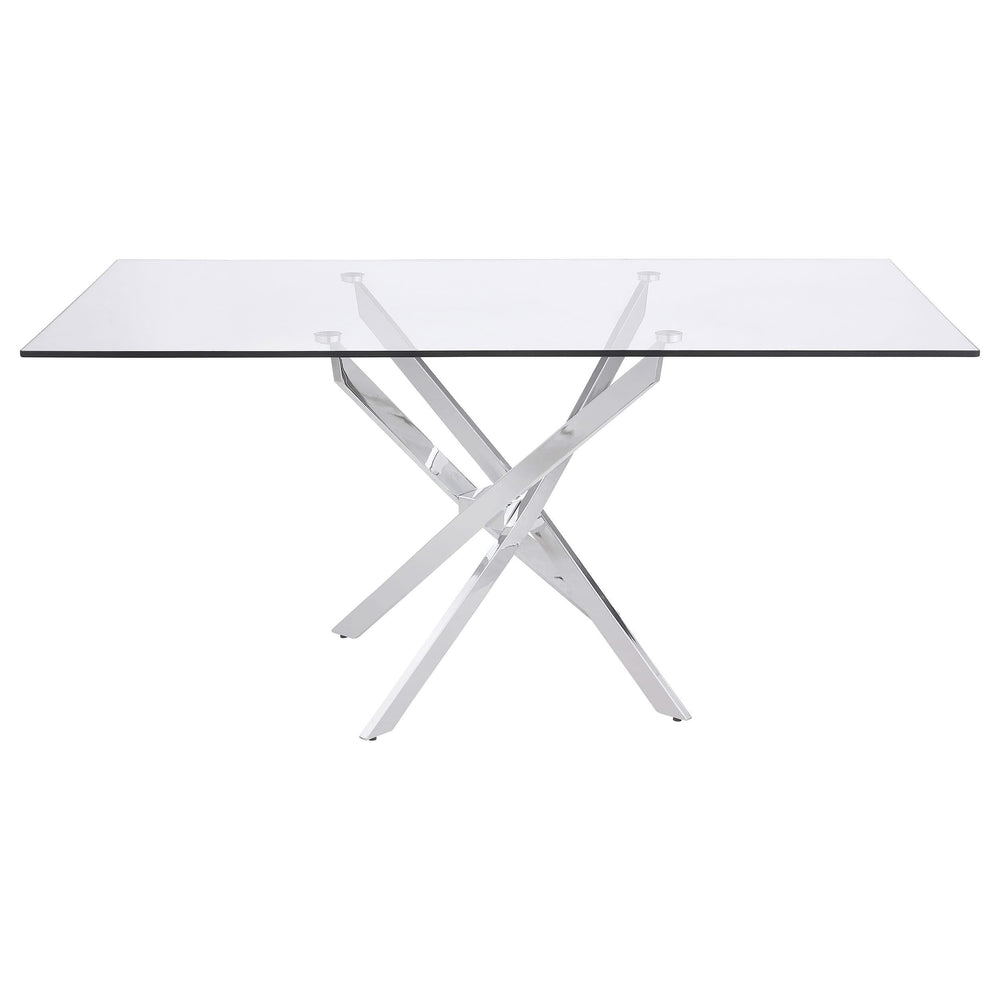 Juego de comedor Carmelo de 5 piezas con tapa de vidrio rectangular, cromado