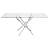 Juego de comedor Carmelo de 5 piezas con tapa de vidrio rectangular, cromado