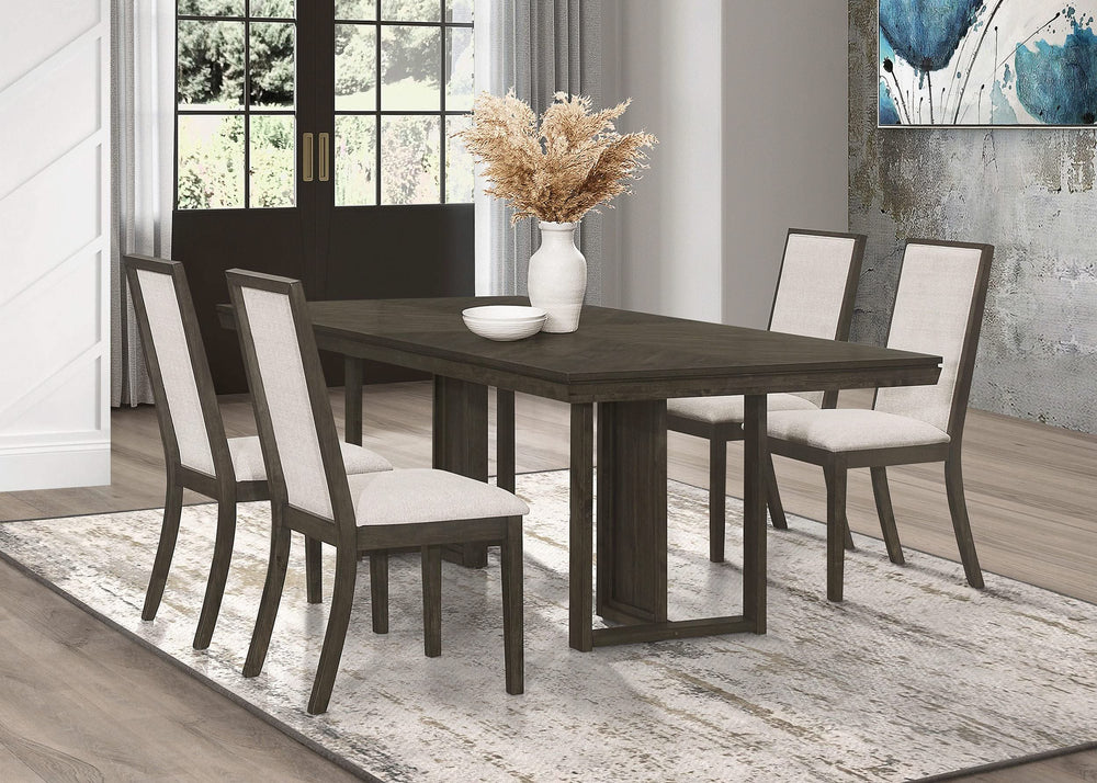 Juego de mesa de comedor rectangular Kelly de 5 piezas, gris oscuro