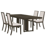 Juego de mesa de comedor rectangular Kelly de 5 piezas, gris oscuro