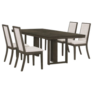 Juego de mesa de comedor rectangular Kelly de 5 piezas, gris oscuro