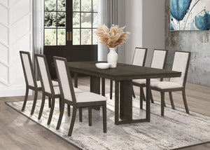 Juego de mesa de comedor rectangular Kelly de 7 piezas, gris oscuro