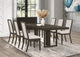 Juego de mesa de comedor rectangular Kelly de 7 piezas, gris oscuro