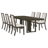 Juego de mesa de comedor rectangular Kelly de 7 piezas, gris oscuro