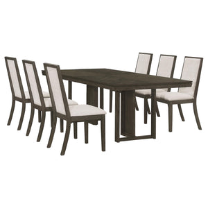 Juego de mesa de comedor rectangular Kelly de 7 piezas, gris oscuro