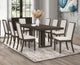Juego de mesa de comedor rectangular Kelly de 9 piezas, gris oscuro