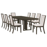 Juego de mesa de comedor rectangular Kelly de 9 piezas, gris oscuro